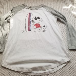 3/4 Sleeve White/Grey Snoopy Tshirt
